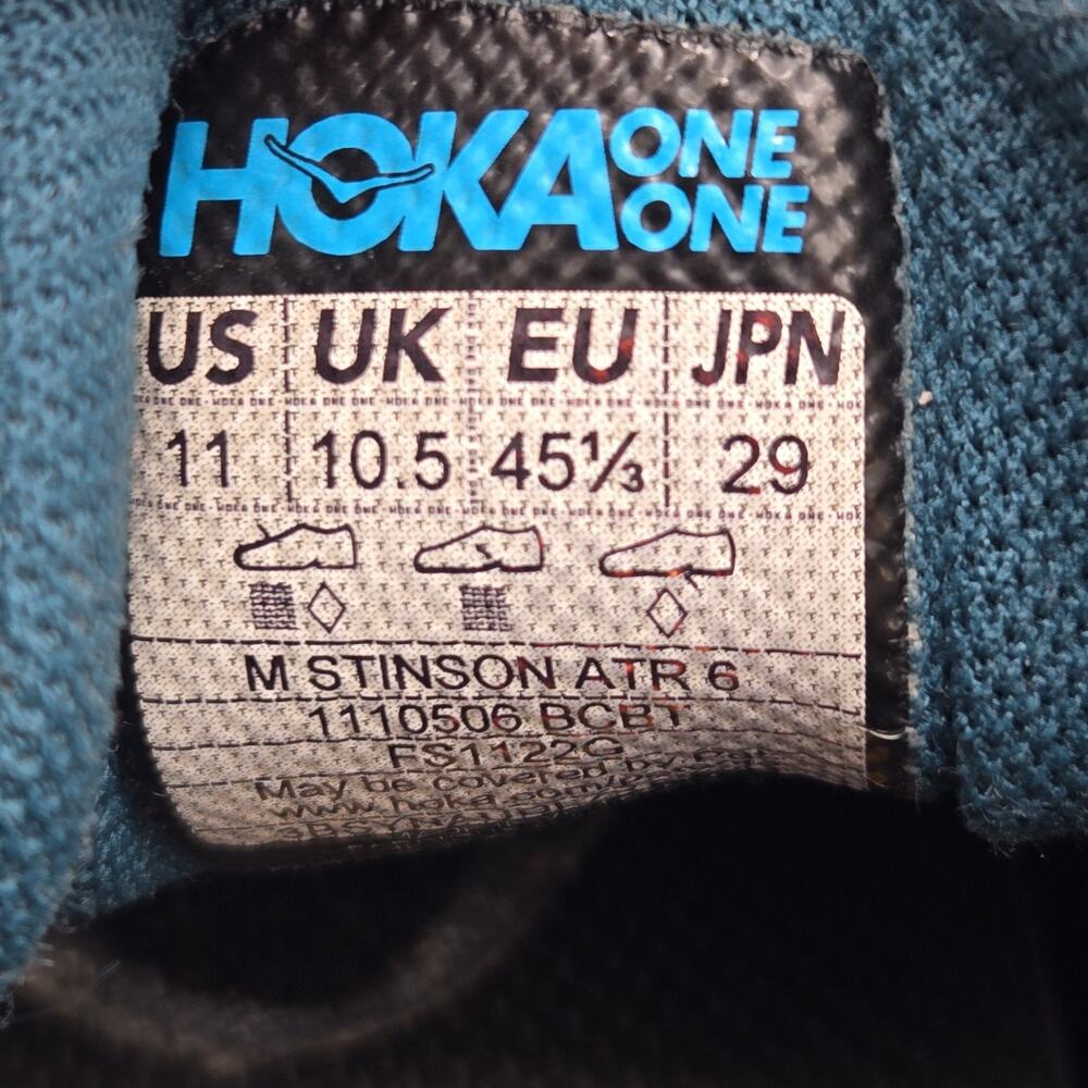 HOKA One One Stinson ATR 6 Blue Coral Men’s 11 Trail Running Shoes Sneakers - Picture 11 of 13